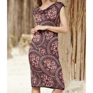 Peruvian Connection Allegra Knit Midi Dress MED Floral Pima Cotton Peru Boho